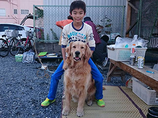 ワンちゃんも遊びに来てます